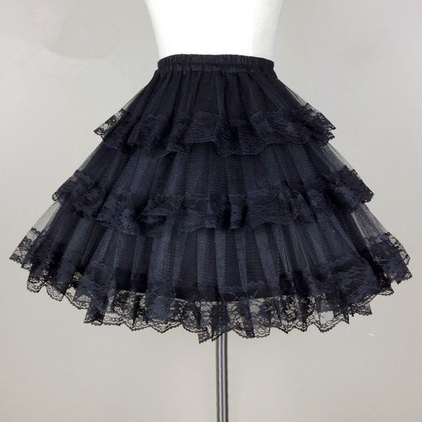 

popular violent gothic baroque rococo lolita bottom skirt black/white petticoat princess tutu organza crinoline petticoats, Black;red