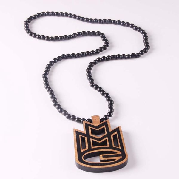 

Fashion Luxury Good Wood Hip Hop MMG Men Pendant Necklace Long Chain Beads Necklaces Pendants Jewelry Wholesale ICED OUT Jewelry