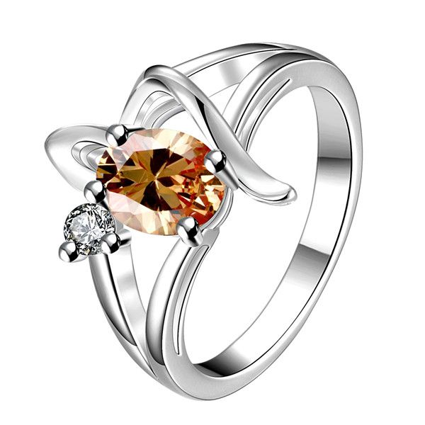 

high grade full diamond fashion hollow ribbon 925 silver ring stpr039b brand new red gemstone sterling silver plated finger rings, Golden;silver