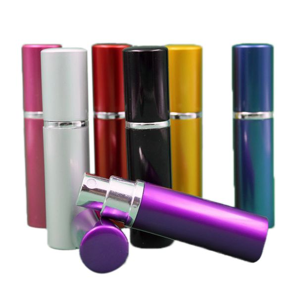 

Perfume bottle 5ml aluminium anodized compact perfume after have atomi er atomizer fragrance gla cent bottle mixed color
