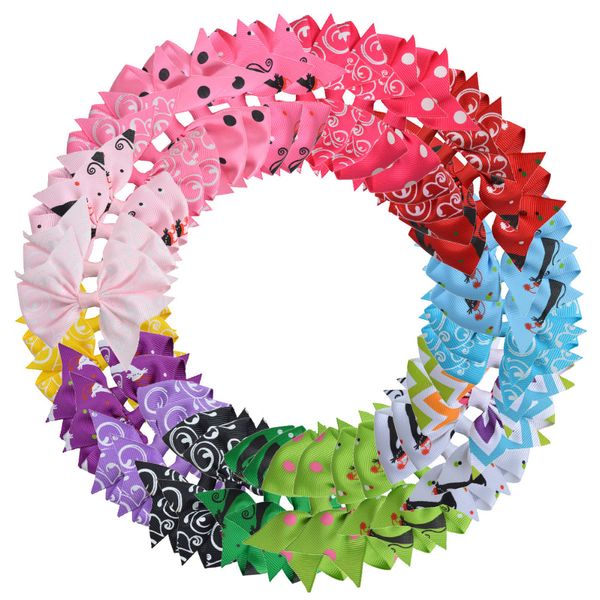 

3 дюйма девушки цветочные grosgrain ленты вертушка луки с крокодилом дети бутик pin аксессуары для волос