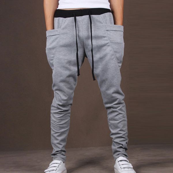 

оптовая продажа-мужские бегуны повседневная slim fit тощий гарем брюки мужчины падение промежность тренировочные брюки брюки sarouel homme p, Black