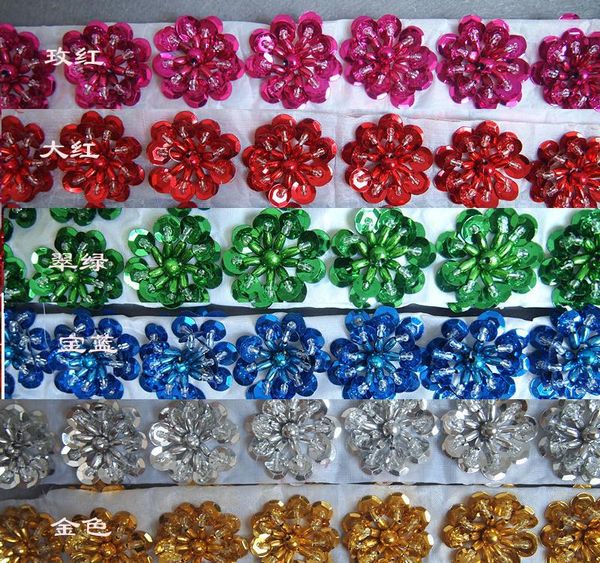 

wholesale- shiny sequined petals flower trims silver gold paillette 3.0cm