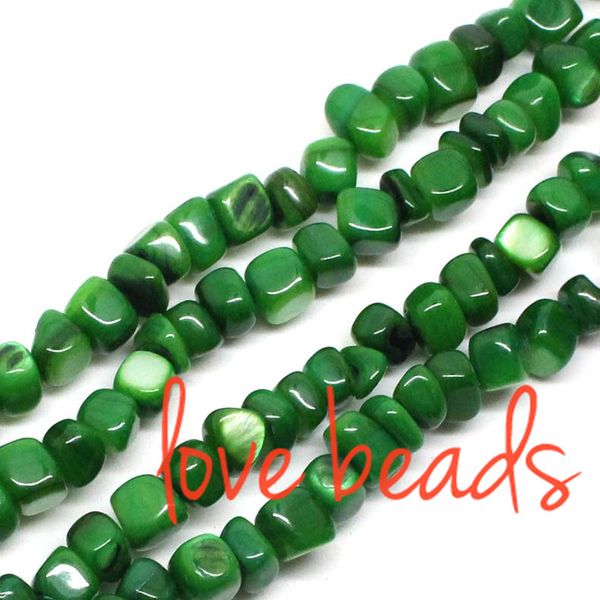 

5mm-8mm irregular square green natural shell gravel beads stone loose beads strand 80cm for wholesale(f00314) wholesale, Black