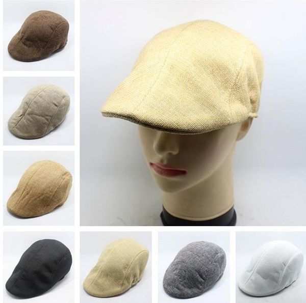 Donna Uomo Berretto retrò Berretto con visiera Moda Lino Cotone Francese Newsboy Visiera Golf Driving Flat Cabbie Artist Hat