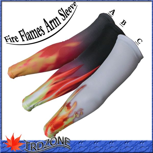 

new baseball softball compression arm sleeve fire flames, Black
