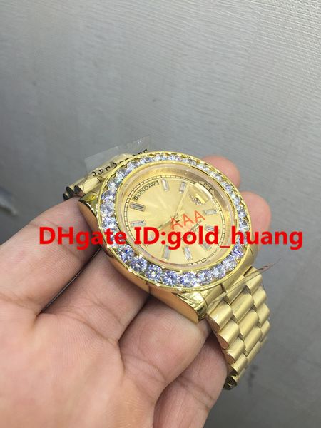 Diamantes de ouro de luxo homem mecânico assistir relógios de moda por atacado série de discagem de ouro relógios de homens de aço inoxidável automático