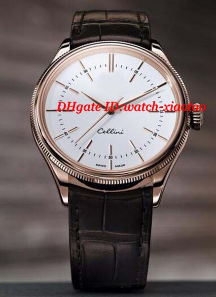 Orologio da polso di lusso Time 50505 Auto 39mm in oro rosa quadrante bianco cinturino da uomo orologio Tang meccanico automatico orologi da uomo orologio da uomo di alta qualità