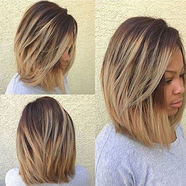 Aisi Hair Short Straight Bob Wigs Layed Hair Wigs Shoulder Length