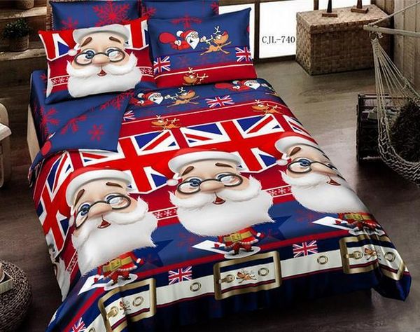 

christmas gift 4 pcs cotton santa claus print designers 3d bedding sets comforter/duvet covers bed cheet pillowcase bedclothes bed linen