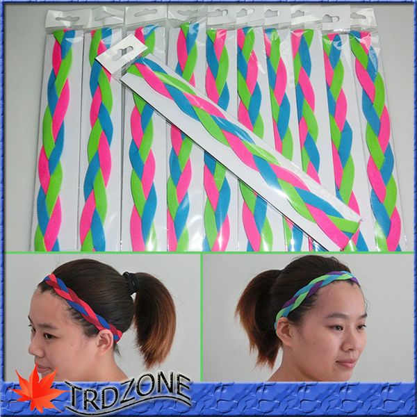 

2016 fashion women and girls silicone plastic 3 ropes sports braided mini headbands with mulit colors, Silver