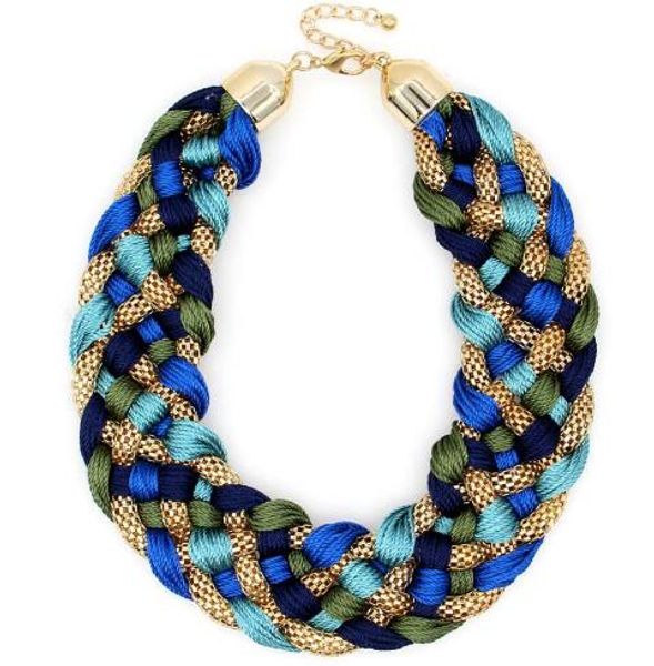 

fashion New Design Fashion Weaved Handmade Necklace Chunky Popcorn Chain Women Chokers Wide Collar Statement Necklaces Big Jewelry