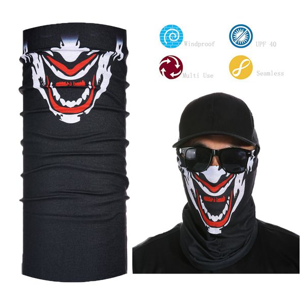 

wholesale- black clown smile multidunction seamless bandana, Blue;gray