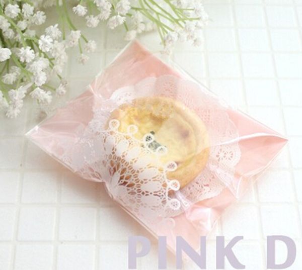 

new 200pcs/lot flower lace pink self adhesive seal snack bags/lovely biscuits bread cookie gift bag 10x10+4cm envelope
