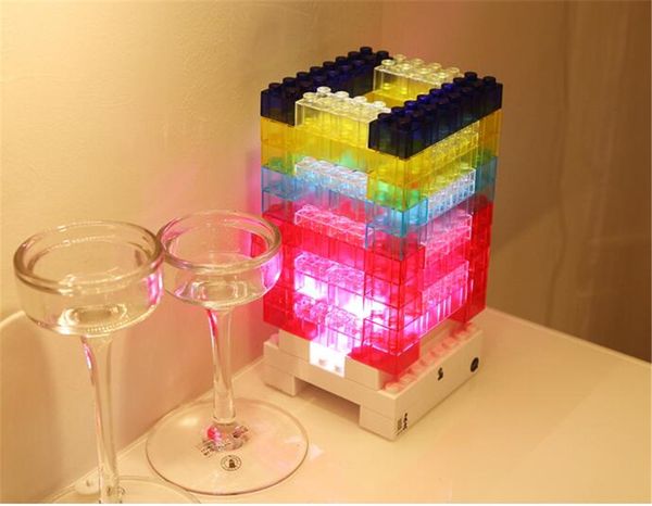 2019 LED DIY Puzzle Lego Building Block Rainbow Light Early Educational