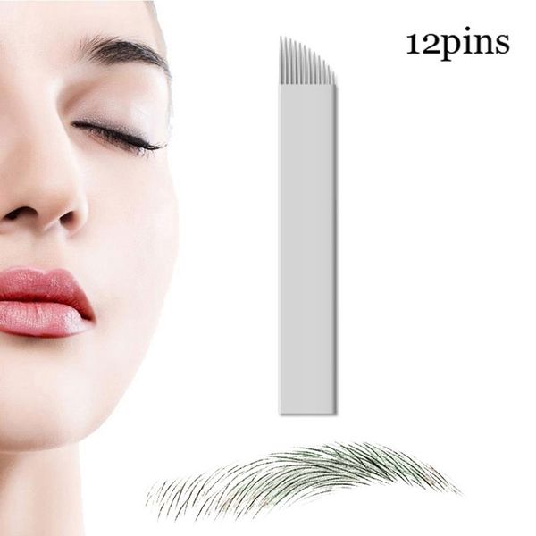 Vendita calda 50 Pz Microblading Aghi 12 pin per Microblading Ricamo Penna Pernement Trucco Sopracciglio Forniture per tatuaggi