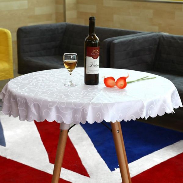 1m Polyester Round Table Cloth Solid Flower Pattern Plastic Table