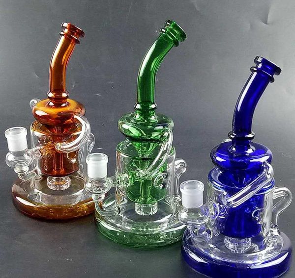 ZE Lindo cachimbo colorido Tornado Recycler pequena plataforma de petróleo Heavy galss com chuveiro perc Klein Recycler com junta de 14,5 mm WP308