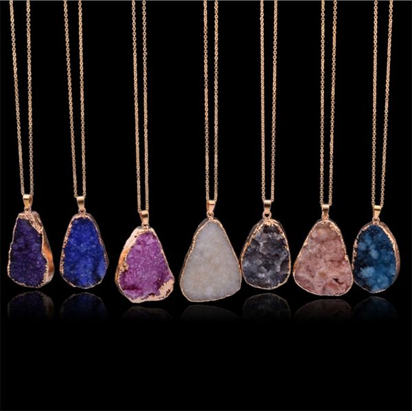 

fashion natural crystal hole abrading clavicle chain necklace sweater chain pendant necklaces jewelry 2867, Silver