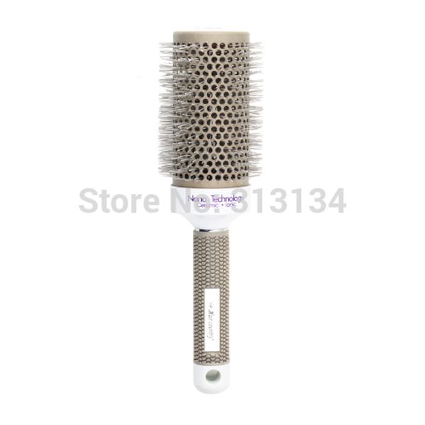 

wholesale-53mm new 1pc ceramic ionic round comb barber hair dressing salon styling tools brushes hairbrush no1, Silver