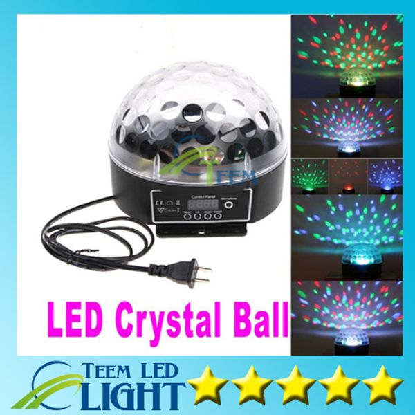 Epacket Mini Digital LED RGB Crystal Magic Ball Effect Light DMX512 Disco DJ Stage Lighting Lampada a luce all'ingrosso ad attivazione vocale
