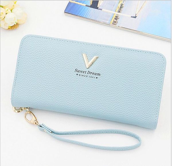 

2017 fashion south korean women's purse a new handbag with a long zipper wallet with lychee lady's banknote, Red;black