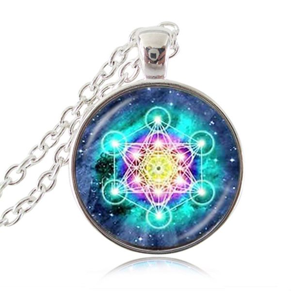 New yoga flower of life Cabochon Glass Necklace charm fashion Black pendants