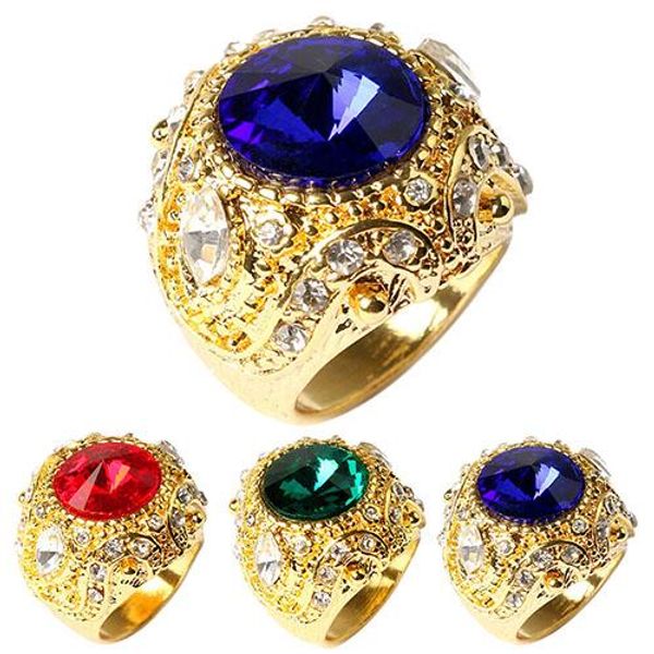 

Hot! Men's Vintage Luxury Big Resin Crown Gold Plated Alloy Jewelry Ring Size 7-10