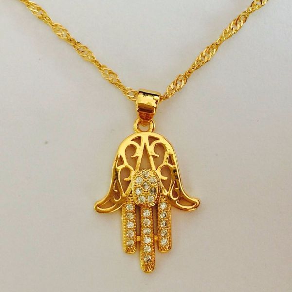 Hexagramm Hamsa Hand Anhänger Halskette Frauen,Magen David Halskette vergoldet/versilbert Schmuck Islam Arabisch,jüdischer Stern,Palmenförmig