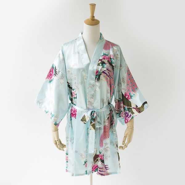 

wholesale- plus size xxxl light blue chinese brides wedding robe sleepwear rayon kimono dress gown lady mini nightgown floral nr182, Black;red
