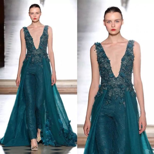 

2019 модные кружевные комбинезоны, вечерние платья, юбка с вышивкой и бисером. платья для выпускного. vestidos festa тюль глубокий v-образны, Black;red