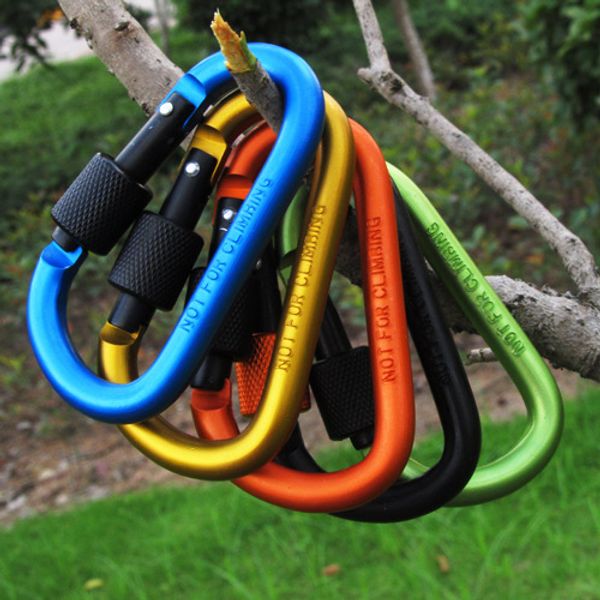 

aluminum carabiners camping outdoor aluminum alloy d screw lock carabiner clip hook camping keychain screwgate screw locking
