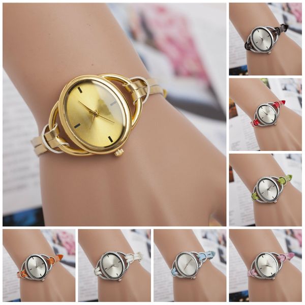 

quartz watch 2016 fashion new summer style leather casual bracelet watch wristwatch women dress watches, Slivery;brown