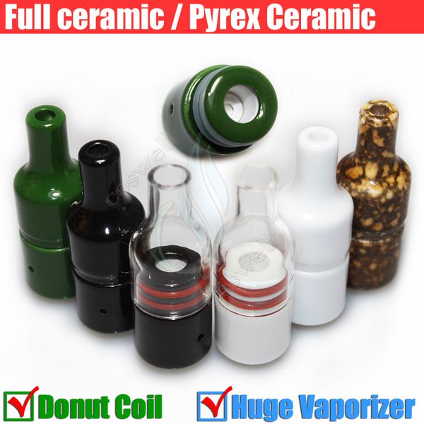 

Огромный пар полный керамическое стекло воск атомайзер пончик без фитиля катушки травяные сухой травы Pyrex испаритель 22 мм 510 e сигареты vape pen Mod танк DHL
