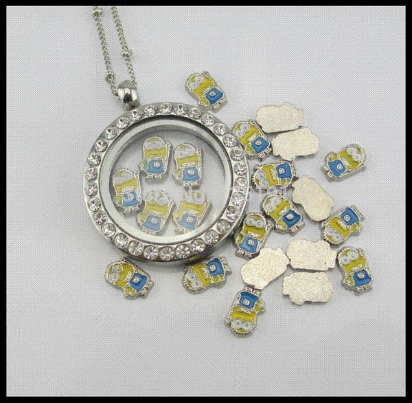 Wholesale A Minion Floating Charms Despicable Me2 Charms Fit Origami Owl Locket Charms Cheap Charms Gold Necklace Heart Necklace From Yeyanzhen2008