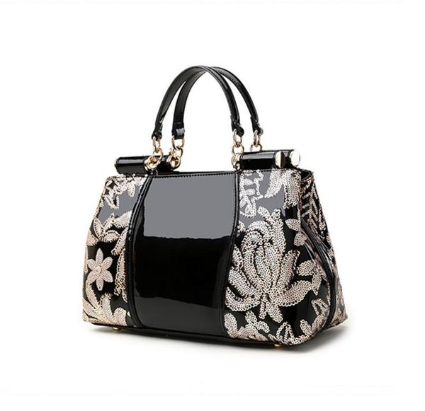 

2019 women handbag eurpean houlder bag pantent leather genuine leather women handbag hot elling fa hion bag drooping hipping