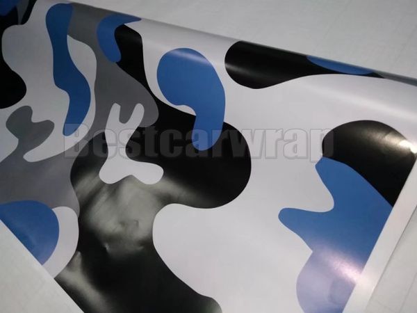 2019 Snow Winter Camoufalge Vinyl para filme de embrulho de carro com filmes de camuflagem grátis de bolhas de ar para gráficos de caminhão / barco Foil 1,52x30m (5x98ft)