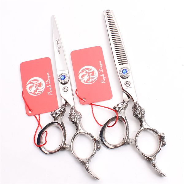 

z9004 6" japan 440c purple dragon professional human hair scissors barbers' hairdressing shears cutting thinning scissors salon st