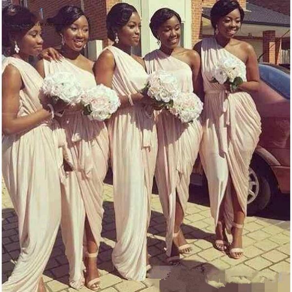 Платья подружки невесты на одно плечо 2019 Современные элегантные дешевые длинные платья для подружек невесты Свадебные платья для гостей277L