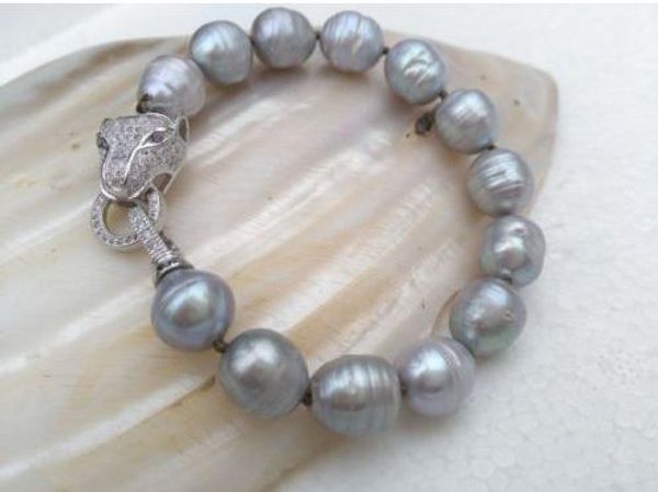 

11-13mm south sea gray pearl bracelet 7.5 inch, Black
