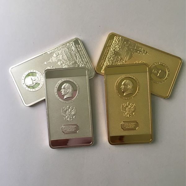 

10 pcs the putin coin president of russia kremlin silver gold plated badge 50 x 28 mm ingot souvenir collectbile decoration coin