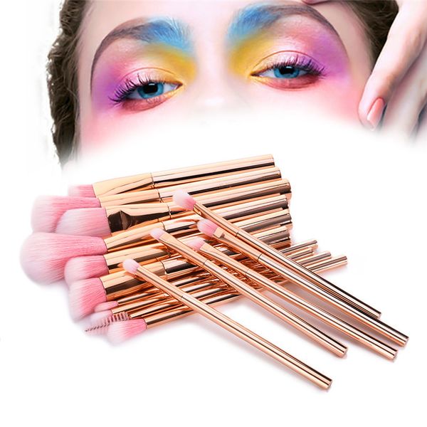 

new 15pcs rose gold makeup brushes set cosmetic foundation powder contour eyeshadow blusher eyelash blending makeup brushes kit