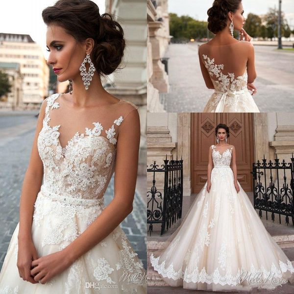 

урожай арабский принцесса милла нова свадебные платья кружева турция женщины кантри западные свадебные платья 2019 прозрачным вырезом сексуа, White