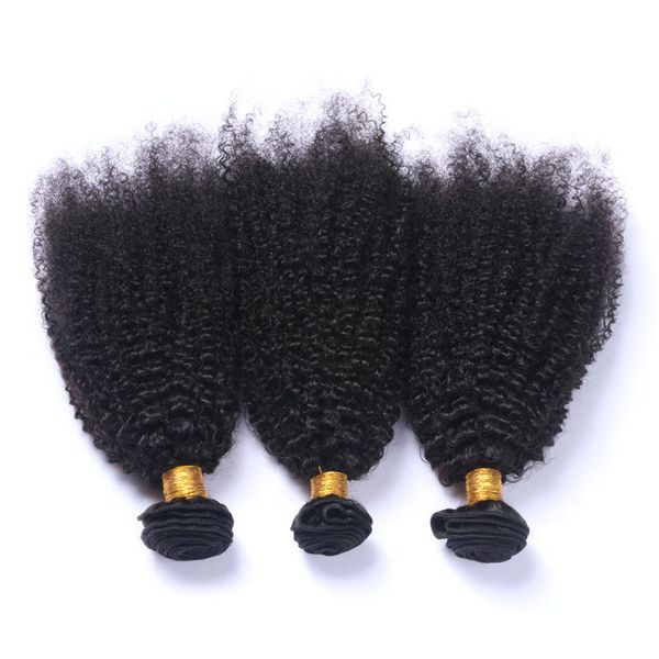 Offerte di fasci di capelli umani vergini brasiliani ricci afro crespi 3 pezzi lotto estensioni del tessuto dei capelli umani ricci afro brasiliani doppia trama 10-30 