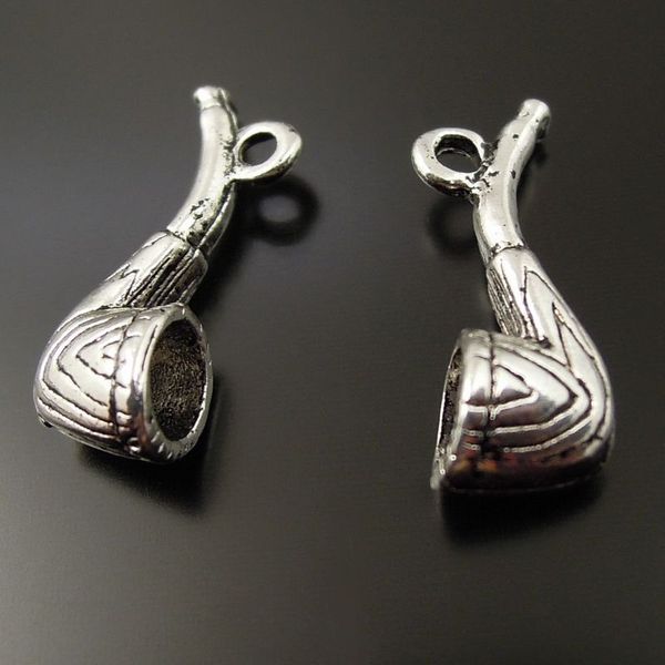 

vintage style antique silver tone alloy 3d pipe charm pendant jewelry finding 50pcs jewelry making, Bronze;silver