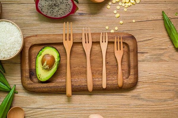 

good a++ creative home tableware wooden fork wood green fruit fork df009 mix order as your needs