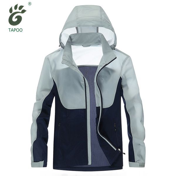 

wholesale- 2017 new waterproof windproof hooded jacket men brand tapoo spring summer sunscreen jacket windproof skin clothing, Black;brown