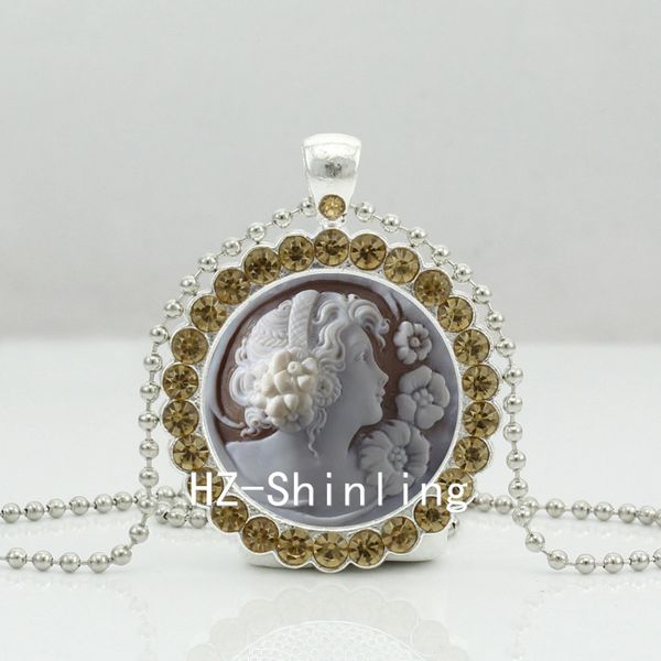 

new angel cameo necklace white cameo crystal pendant glass angel jewelry silver ball chain necklaces ndc-0018