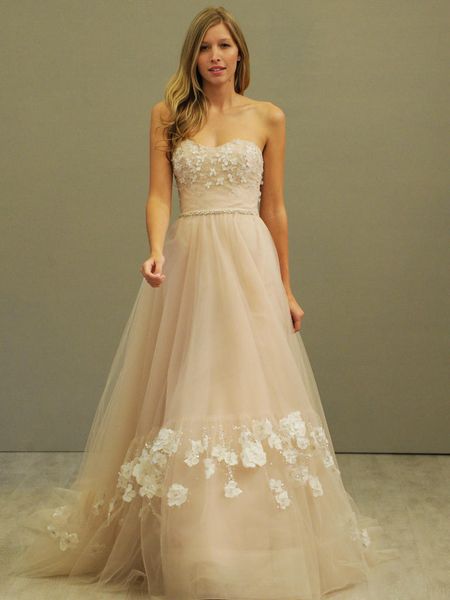 3D Floral Applique Vestidos De Casamento vestido de noiva Frisada De Cristal De Tule Vestido De Noiva Romântico Querida Vestidos De Casamento robe de mariage