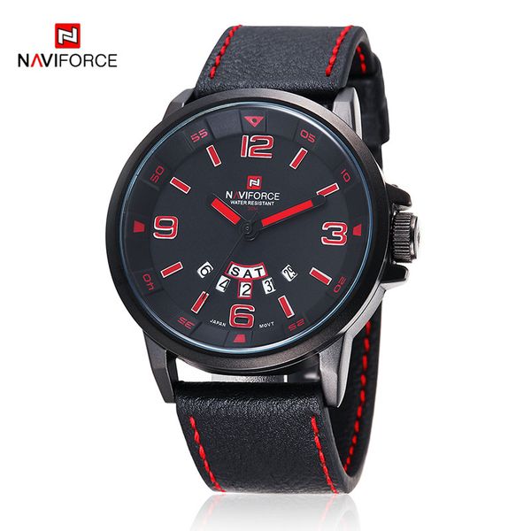 

brand naviforce fashion military vogue leather 30m waterproof date day quartz analog clock army mens sports watch wrist watches, Slivery;brown